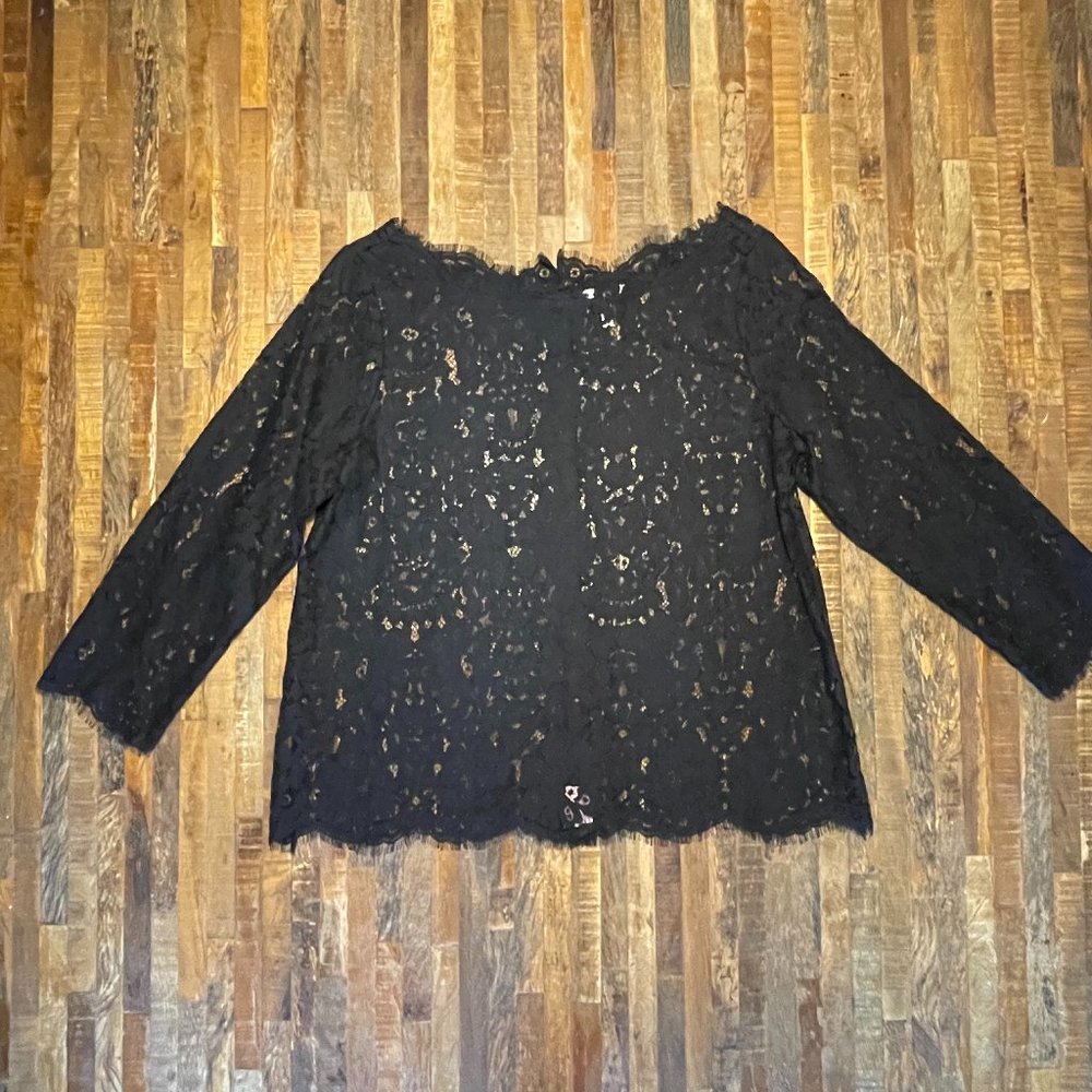 JOIE l Black Lace Elvia Top l  Size Small